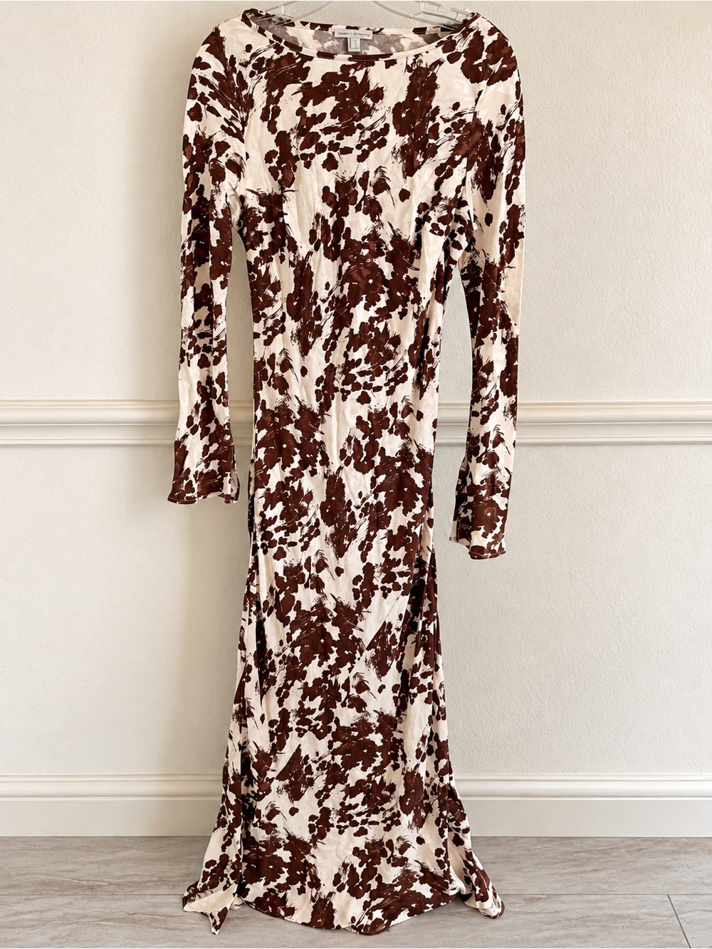 River Island Abstract leopard bodycon midi dress in brown